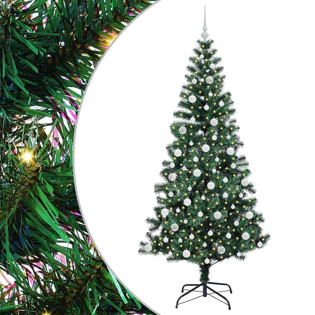 Umjetno predsvijetljeno božićno drvce Zelena 210 cm PVC i metal