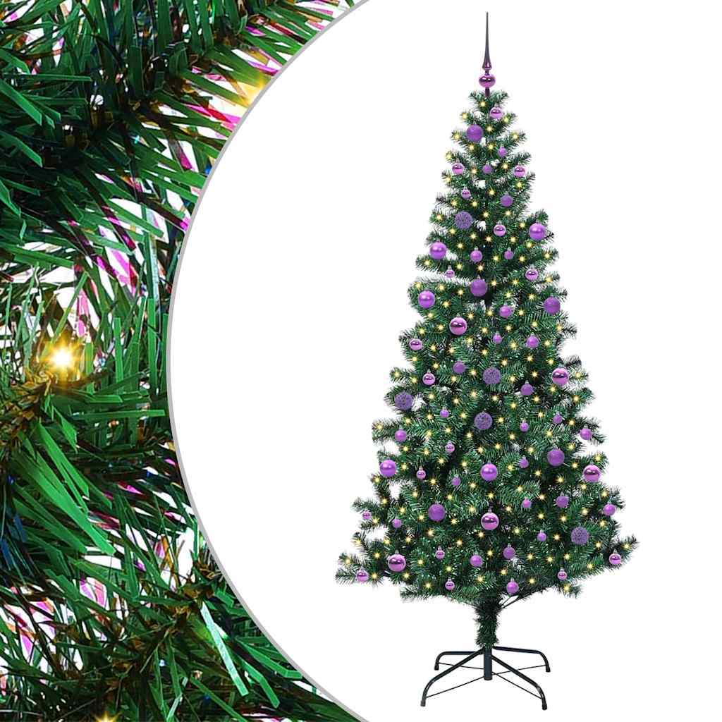 Umjetno predsvijetljeno božićno drvce Zelena 210 cm PVC i metal