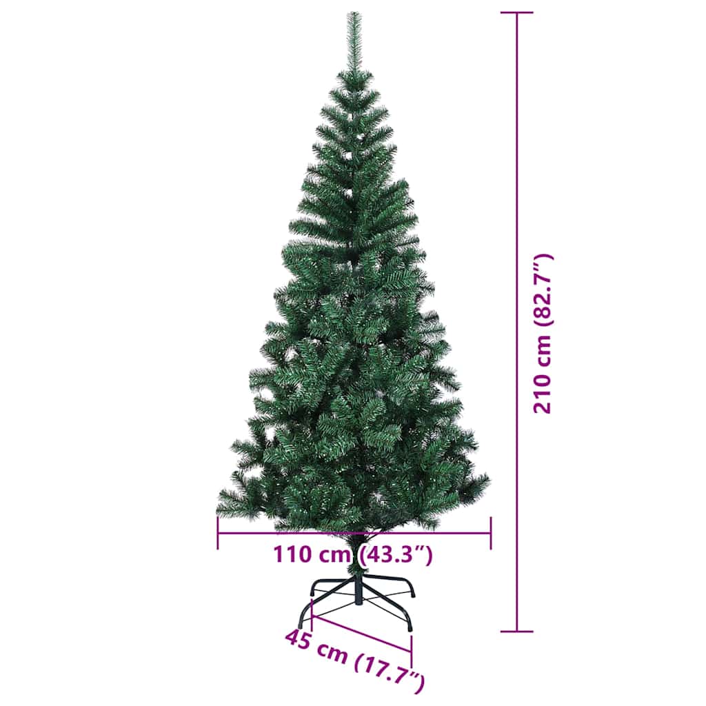 Umjetno predsvijetljeno božićno drvce Zelena 210 cm PVC i metal