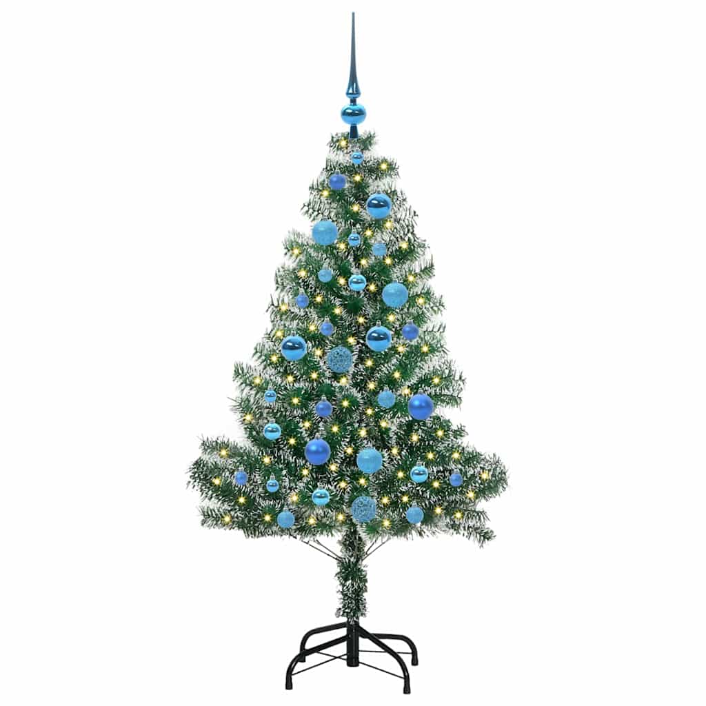Umjetno Božićno Drvo s Snježnim Flokom i LED Svjetlom 150 cm