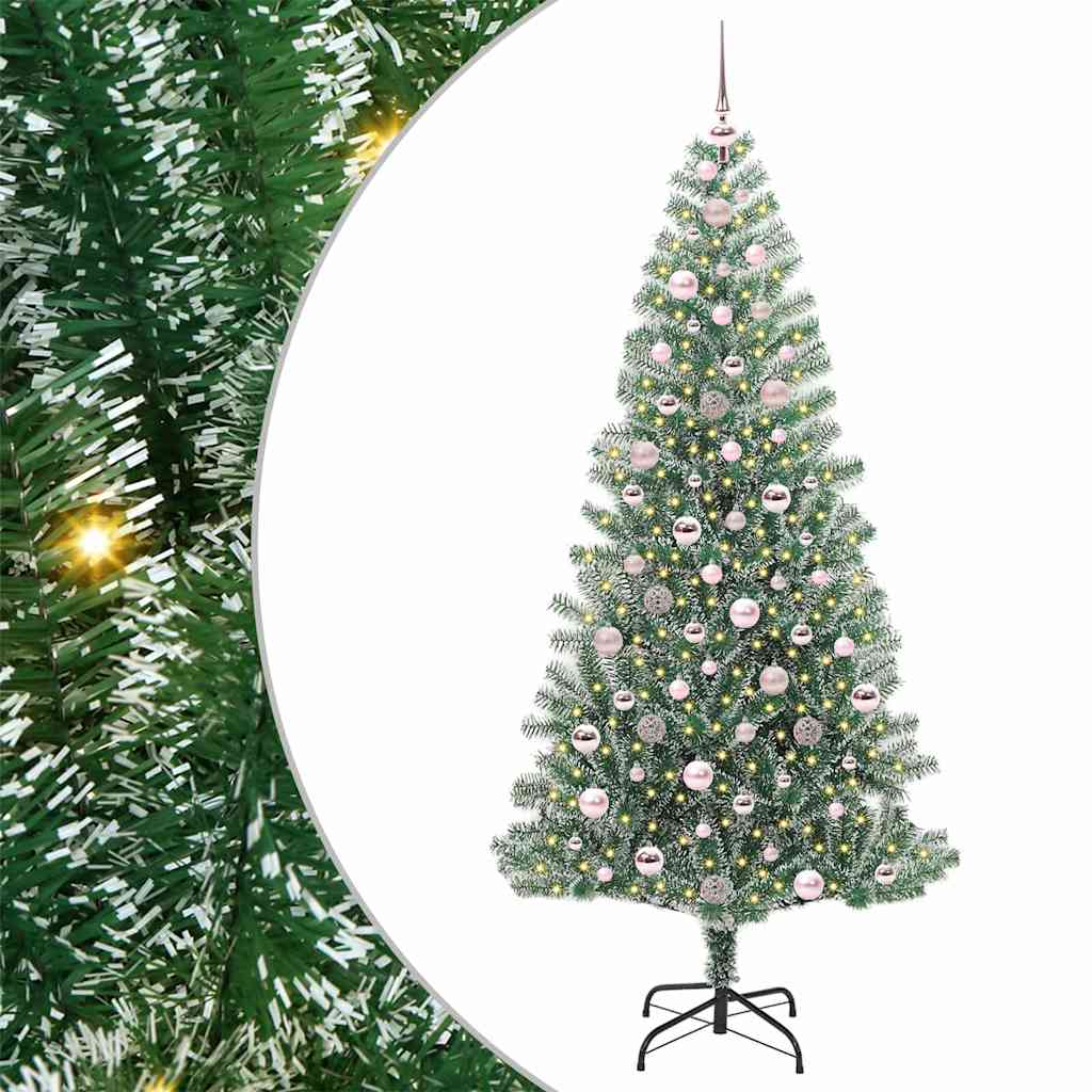 Umjetno Božićno Drvo s Snježnim Flokom i LED Svjetlom 210 cm