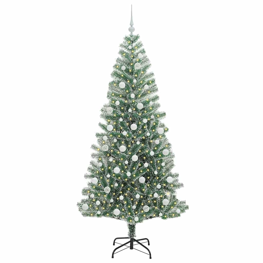 Umjetno Božićno Drvo s Snježnim Flokom i LED Svjetlom 210 cm