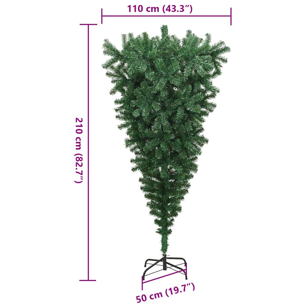 Umjetna božićna jelka naopako s setom kuglica Zelena 210 cm PVC