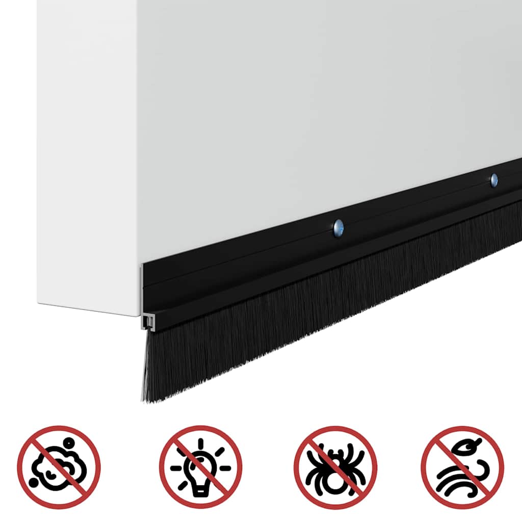 Držač četke za vrata 6 pcs Crna 100 cm Aluminijski legura
