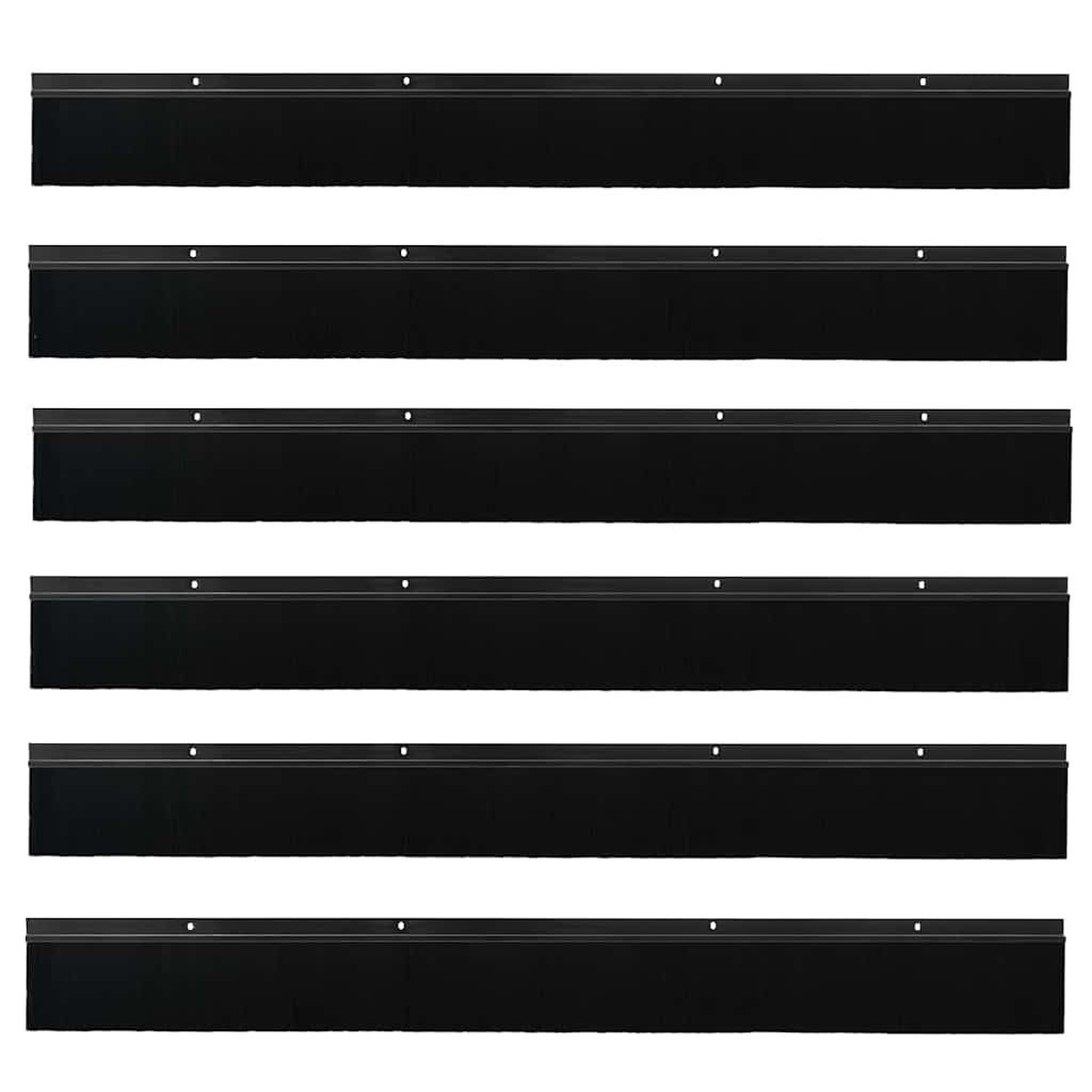 Držač četke za vrata 6 pcs Crna 100 cm Aluminijski legura
