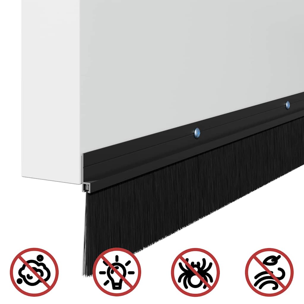 Držač četke za vrata 12 pcs Crna 100 cm Aluminijski legura
