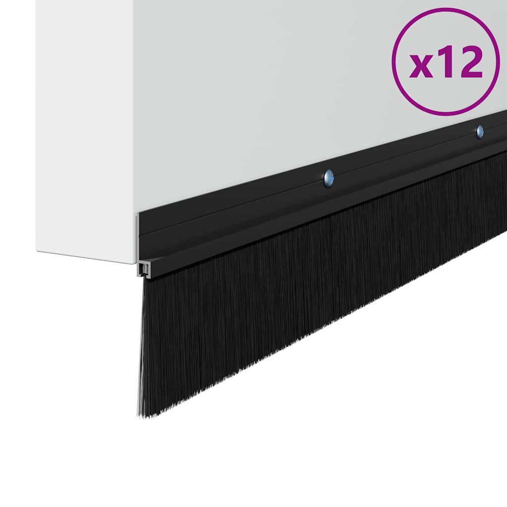 Držač četke za vrata 12 pcs Crna 100 cm Aluminijski legura