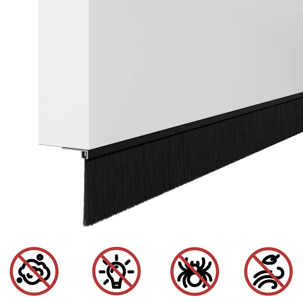 Držač četke za vrata 6 pcs Crna 100 cm Aluminijski legura