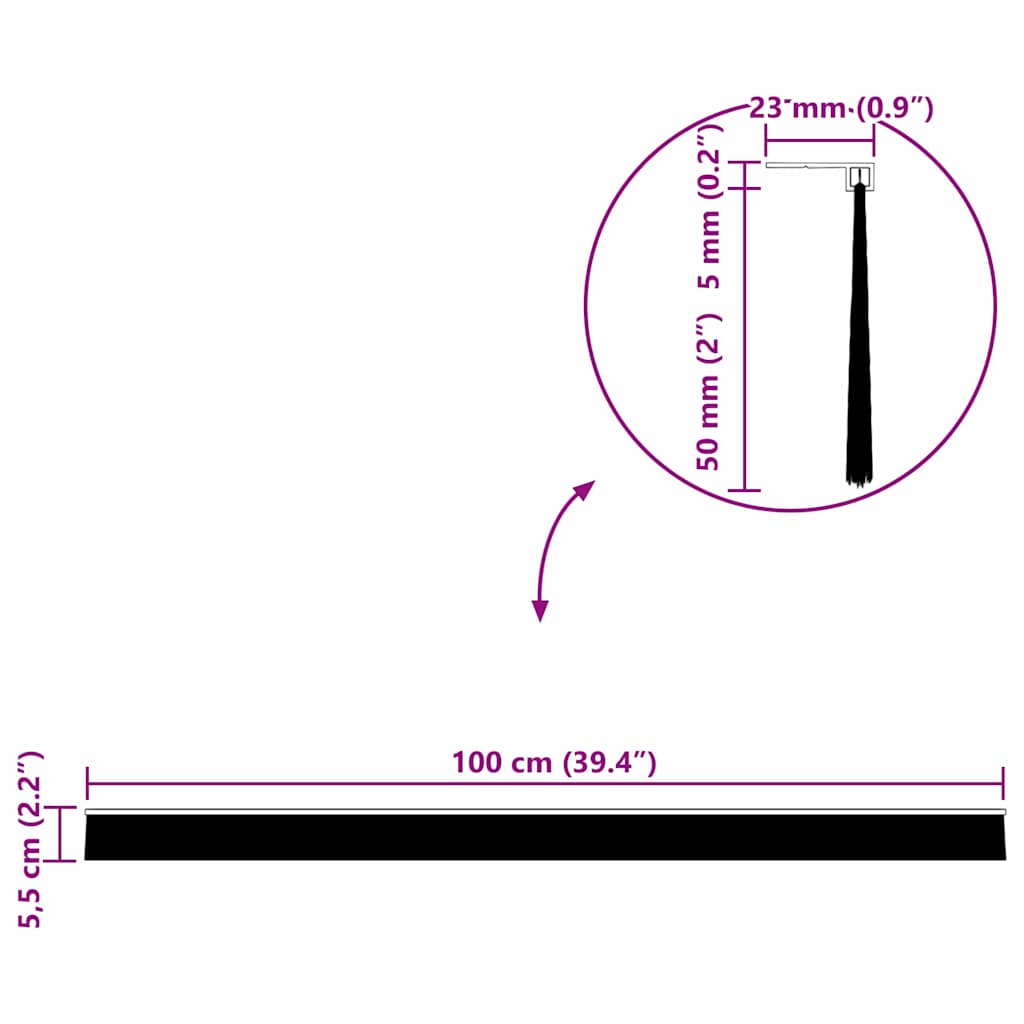 Držač četke za vrata 6 pcs Crna 100 cm Aluminijski legura