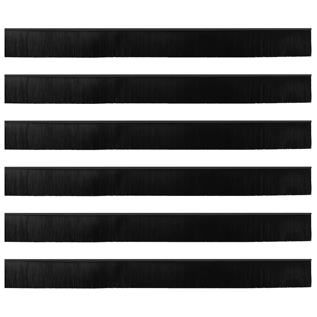 Držač četke za vrata 6 pcs Crna 100 cm Aluminijski legura