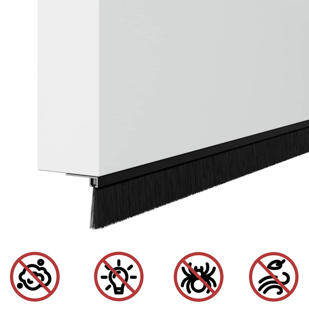 Držač četke za vrata 12 pcs Crna 100 cm Aluminijski legura