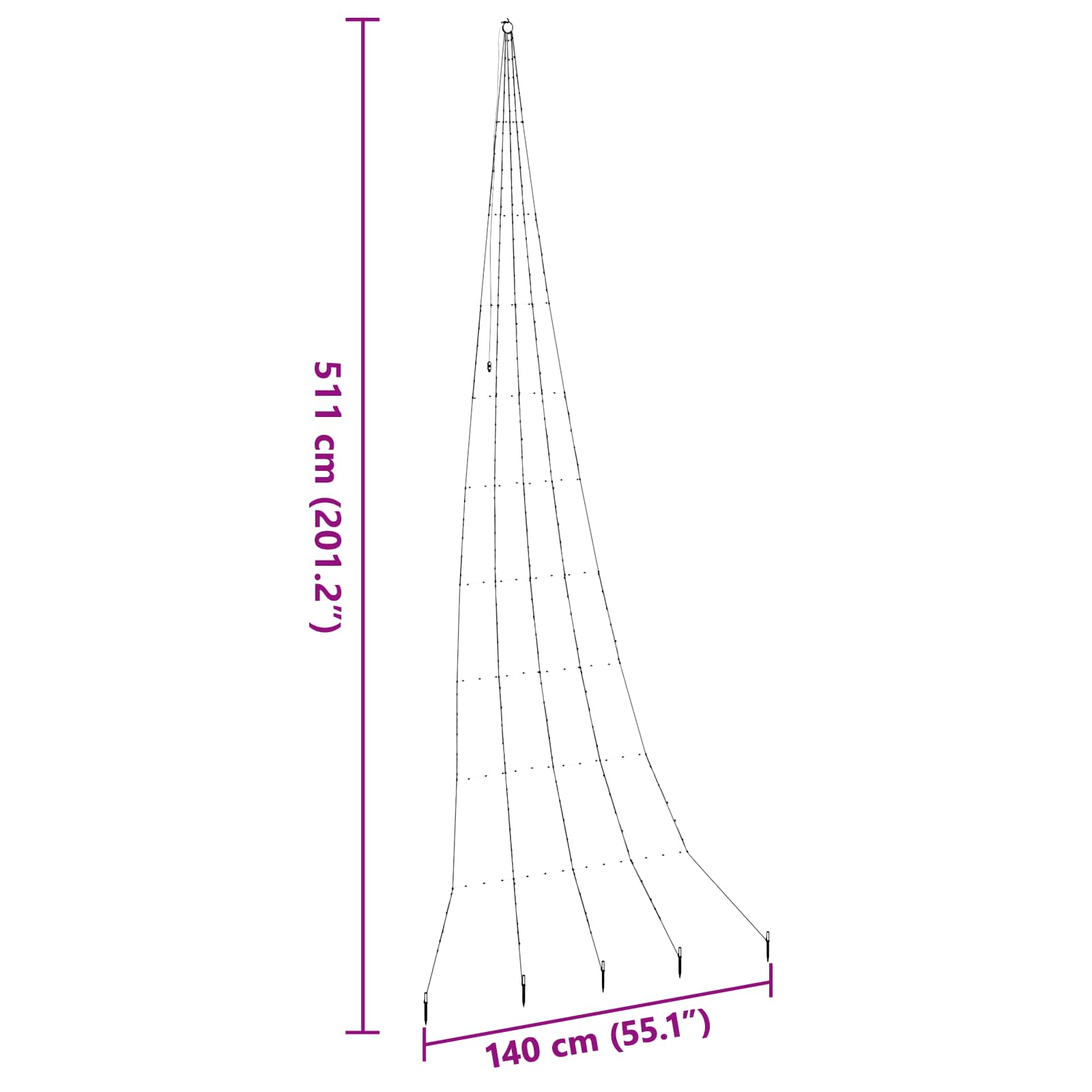 LED Božićno drvce s zemljanim klinovima Plava 511 cm Metal
