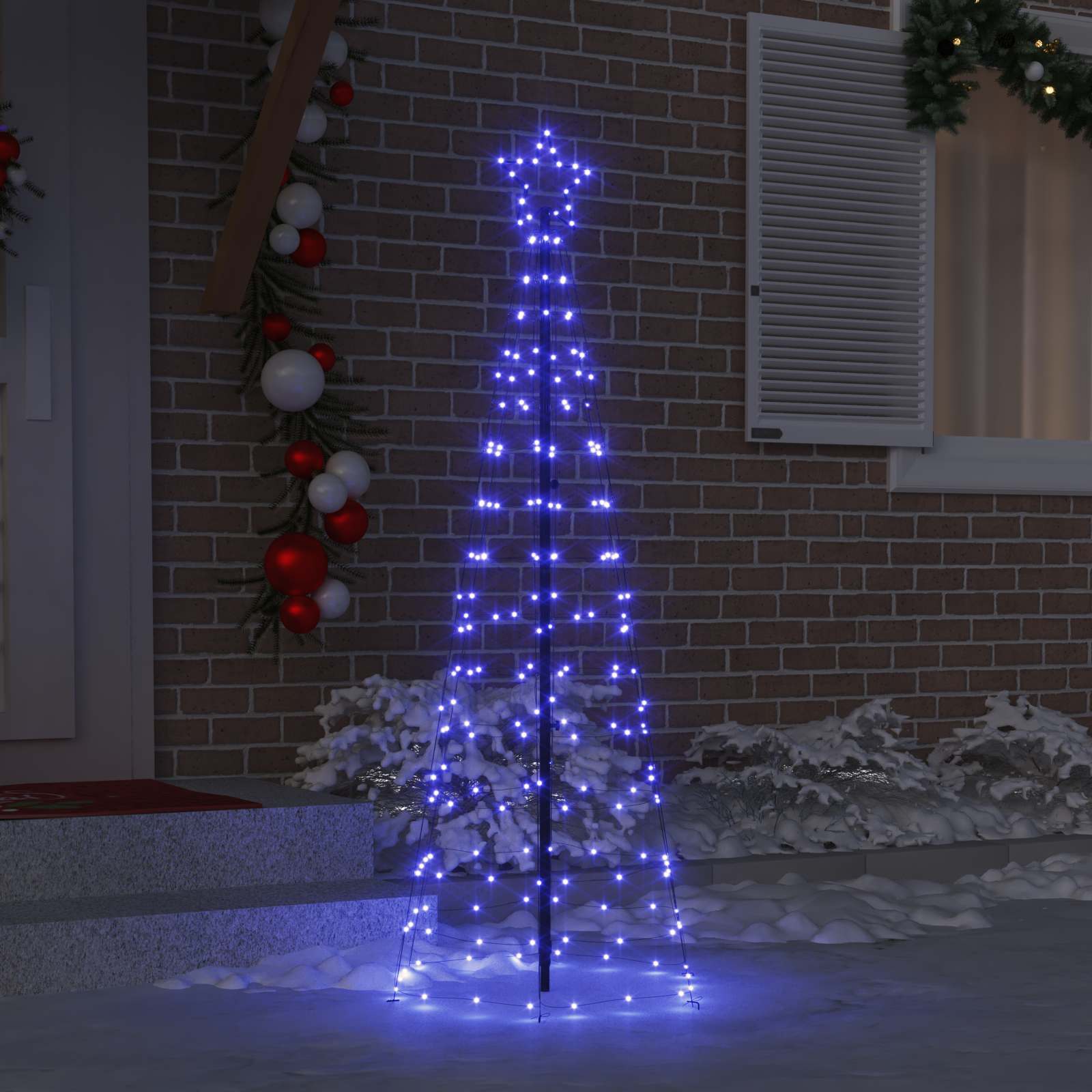 LED Božićno drvce s zemljanim klinovima Plava 250 cm Željezo