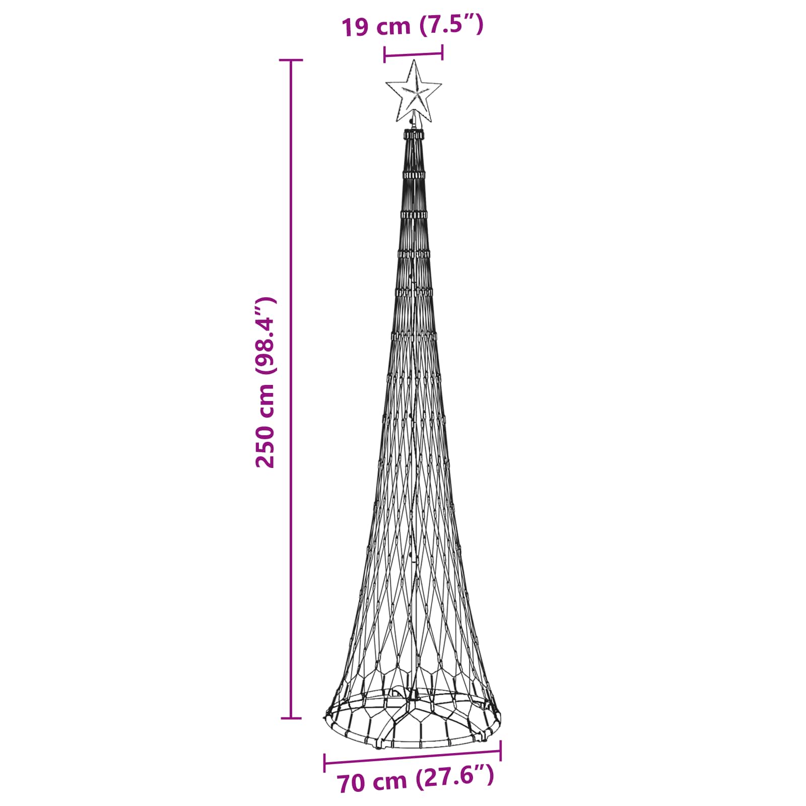 LED božićno drvce s 290 LED svjetlima Plava 250 cm Metal
