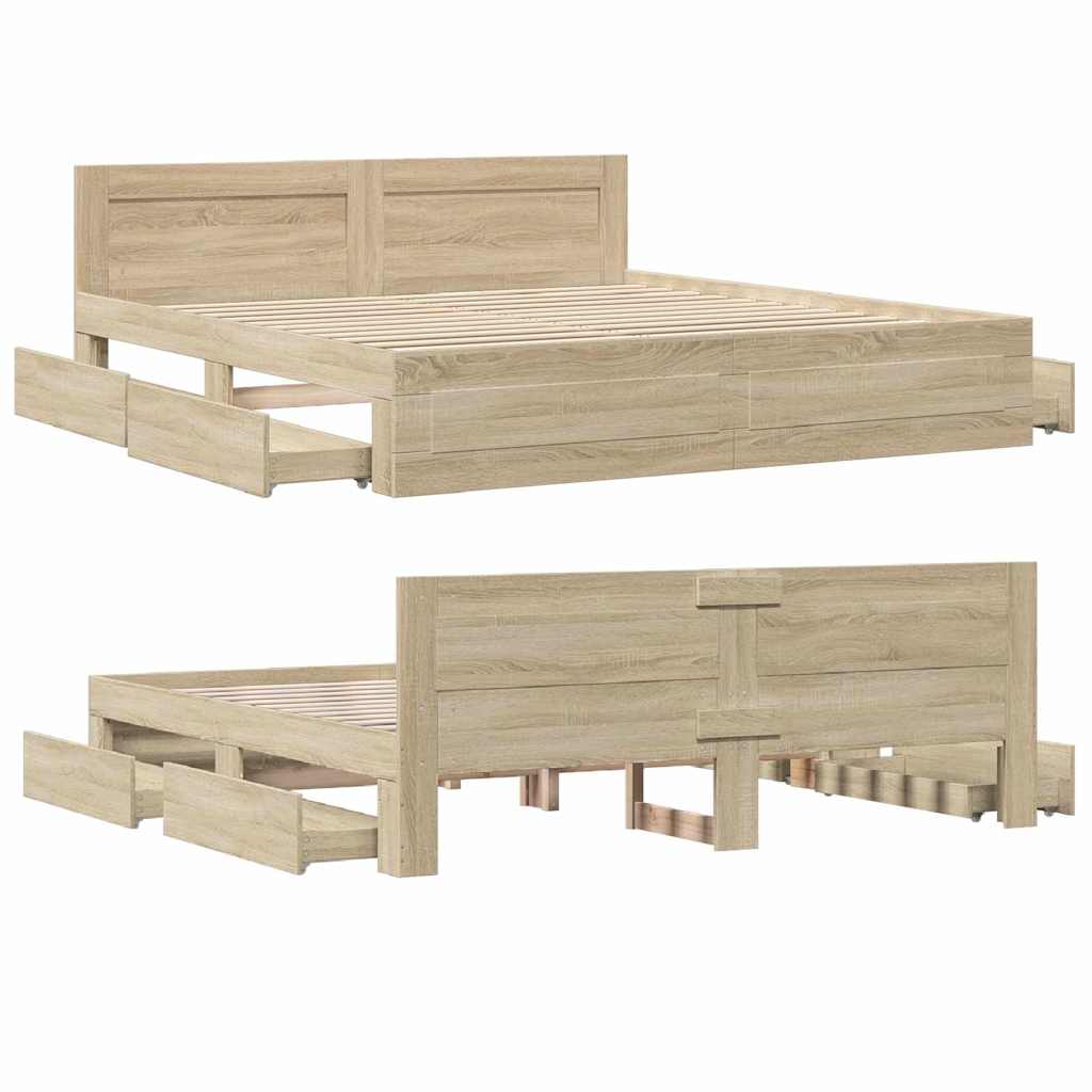 Krevetna konstrukcija s uzglavljem 2 pcs Sonoma 193 x 203 cm