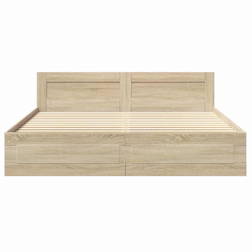 Krevetna konstrukcija s uzglavljem 2 pcs Sonoma 193 x 203 cm