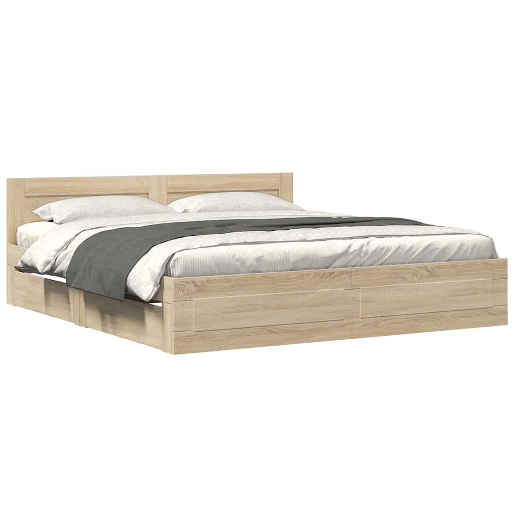 Krevetna konstrukcija s uzglavljem 2 pcs Sonoma 193 x 203 cm