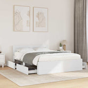 Krevetna konstrukcija s uzglavljem 2 pcs Bijeli 137 x 188 cm