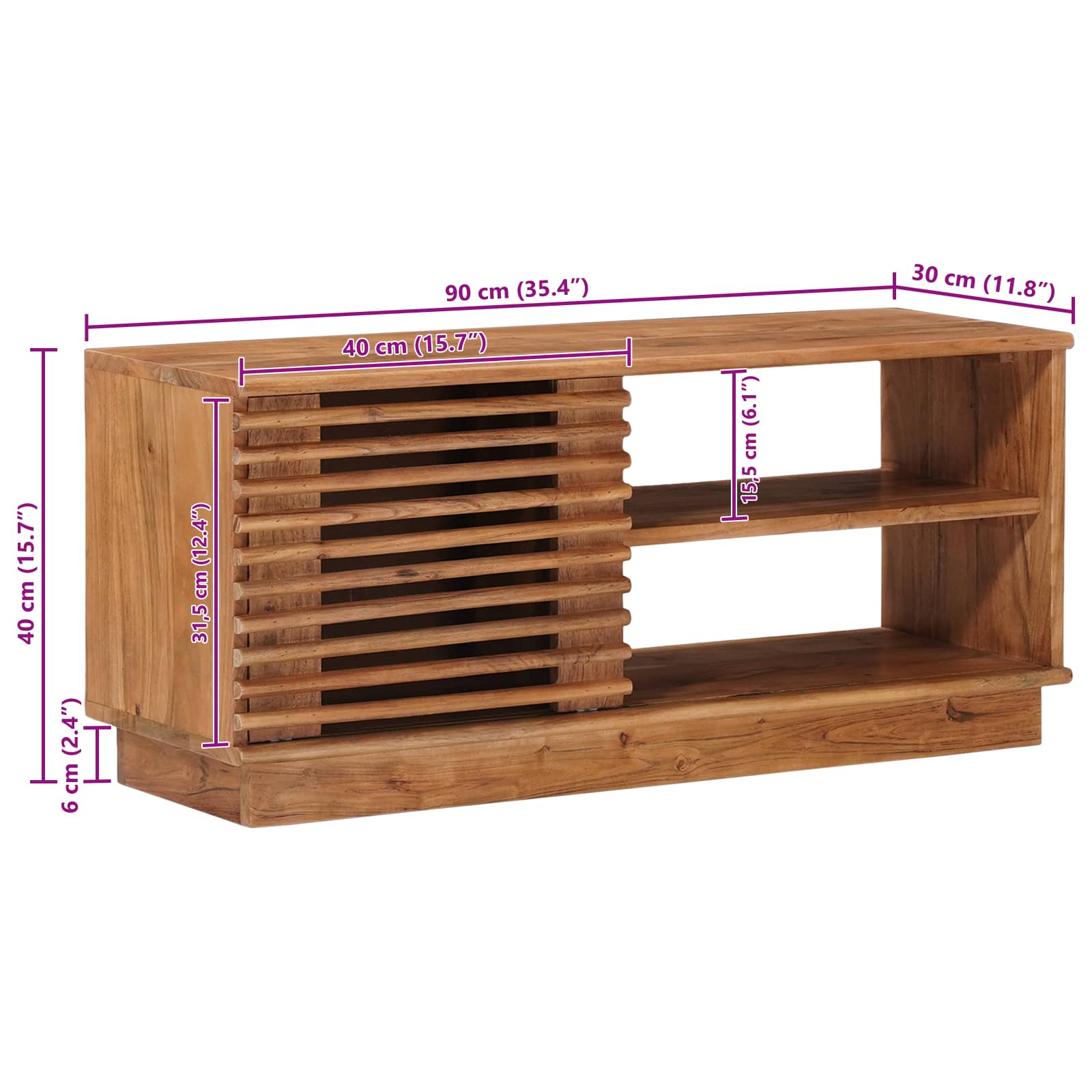 TV ormar s pohranom s vratima Prirodna 90 x 30 x 40 cm