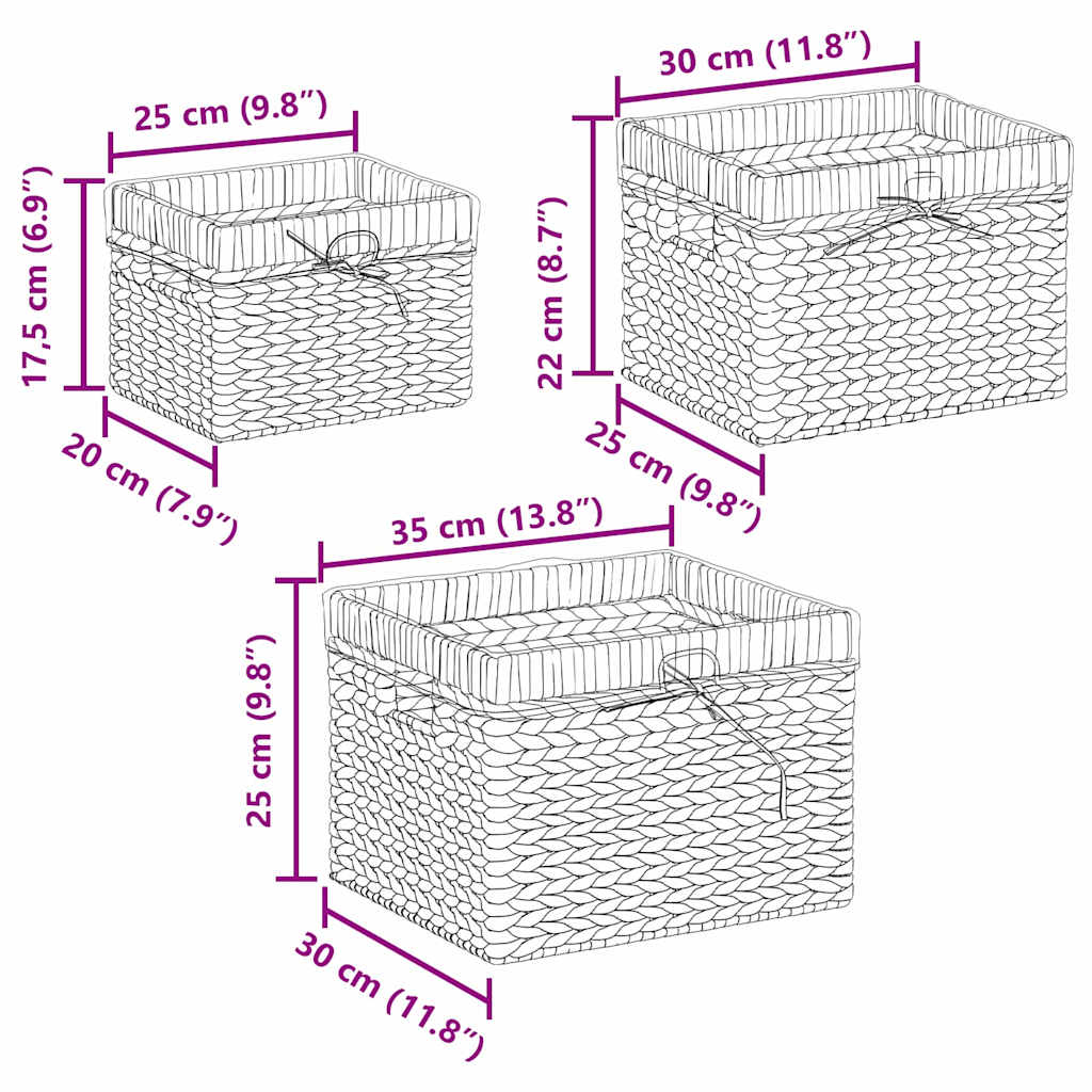 Košare za pohranu 3 pcs Prirodna Zumbul