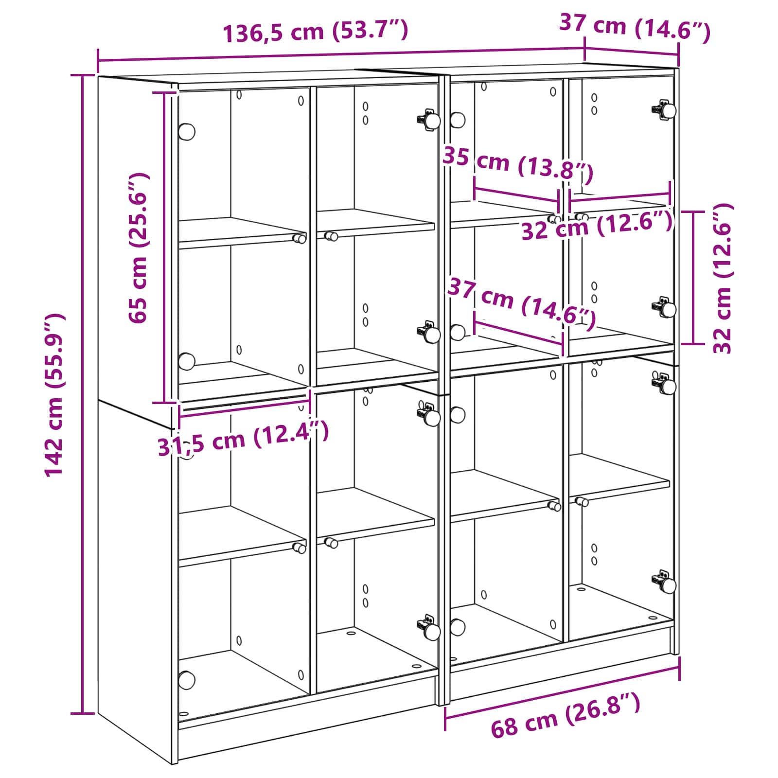 Highboard 2 pcs Staro drvo 68 x 37 x 142 cm Konstruirano drvo