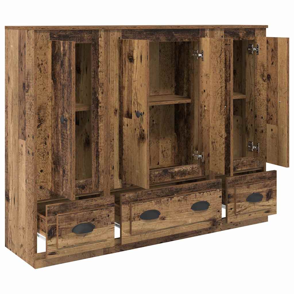 Highboard s ladicama 3 pcs Staro drvo Konstruirano drvo