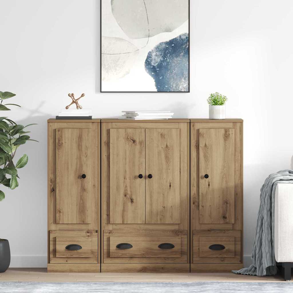 Highboard s ladicama 3 pcs Umjetnički hrast Konstruirano drvo