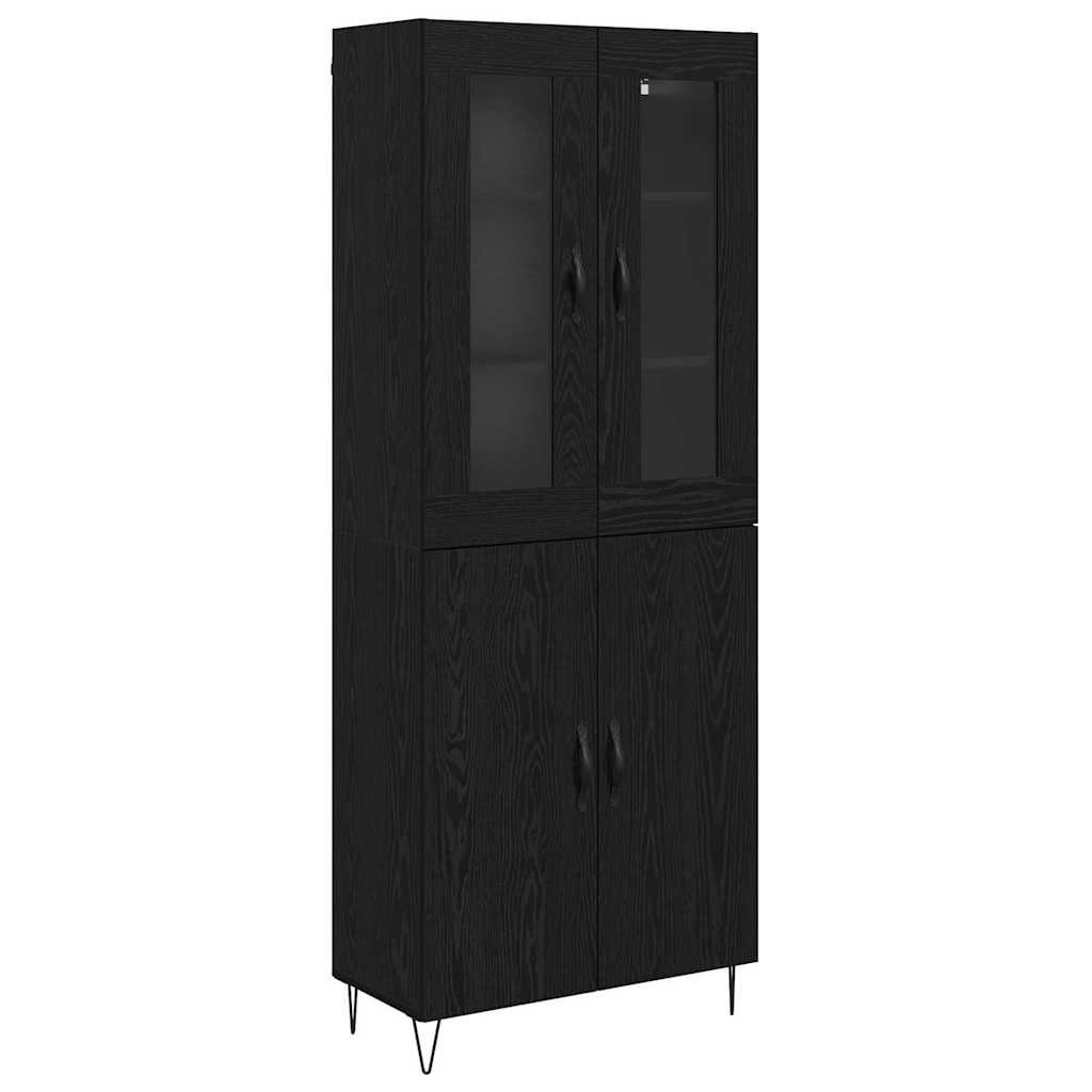 Highboard Bijeli i crni hrast 69,5 x 34 x 180 cm