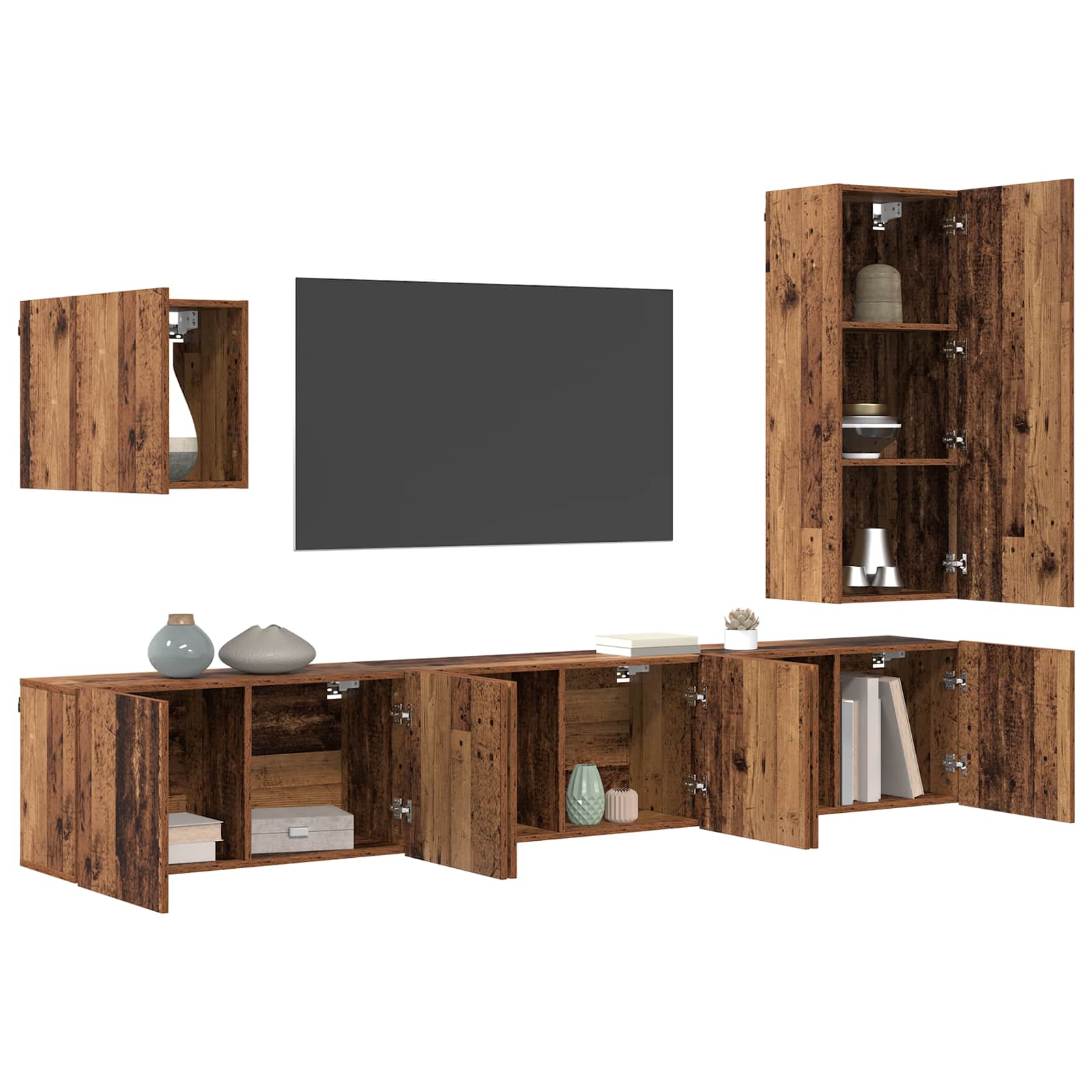 TV zidna jedinica Zidne 5 pcs Staro drvo Konstruirano drvo