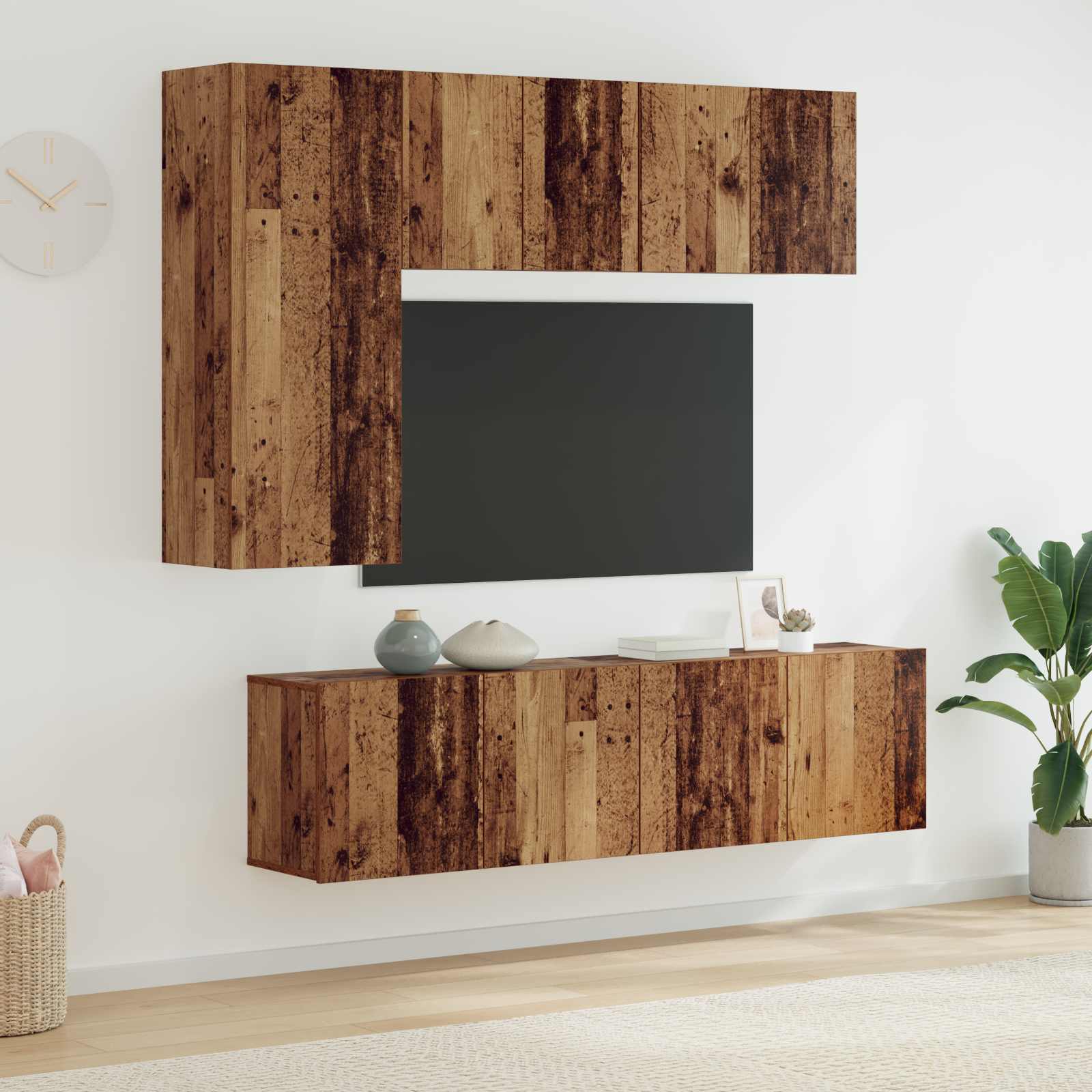 TV zidna jedinica Zidne 5 pcs Staro drvo Konstruirano drvo
