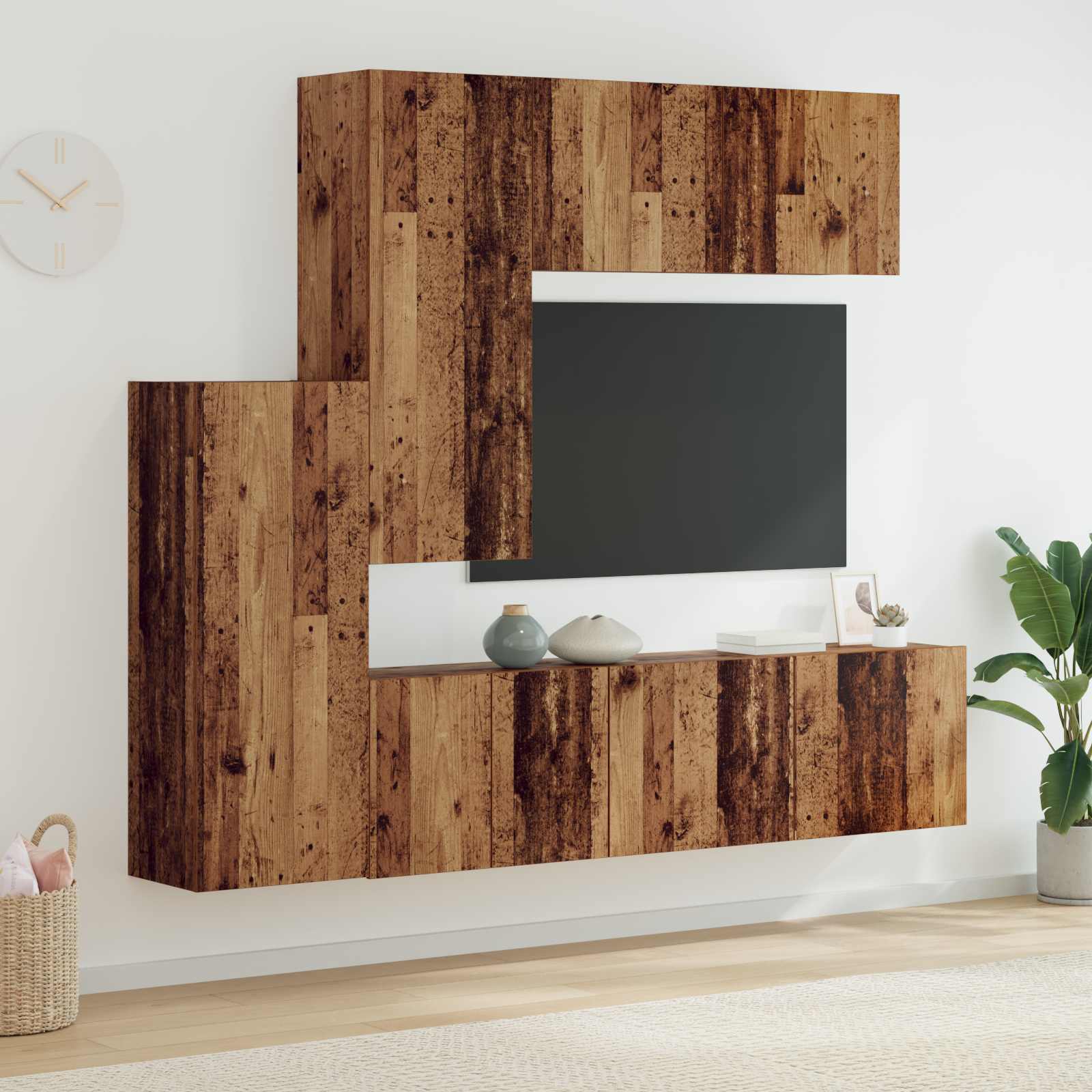 TV zidna jedinica Zidne 5 pcs Staro drvo Konstruirano drvo