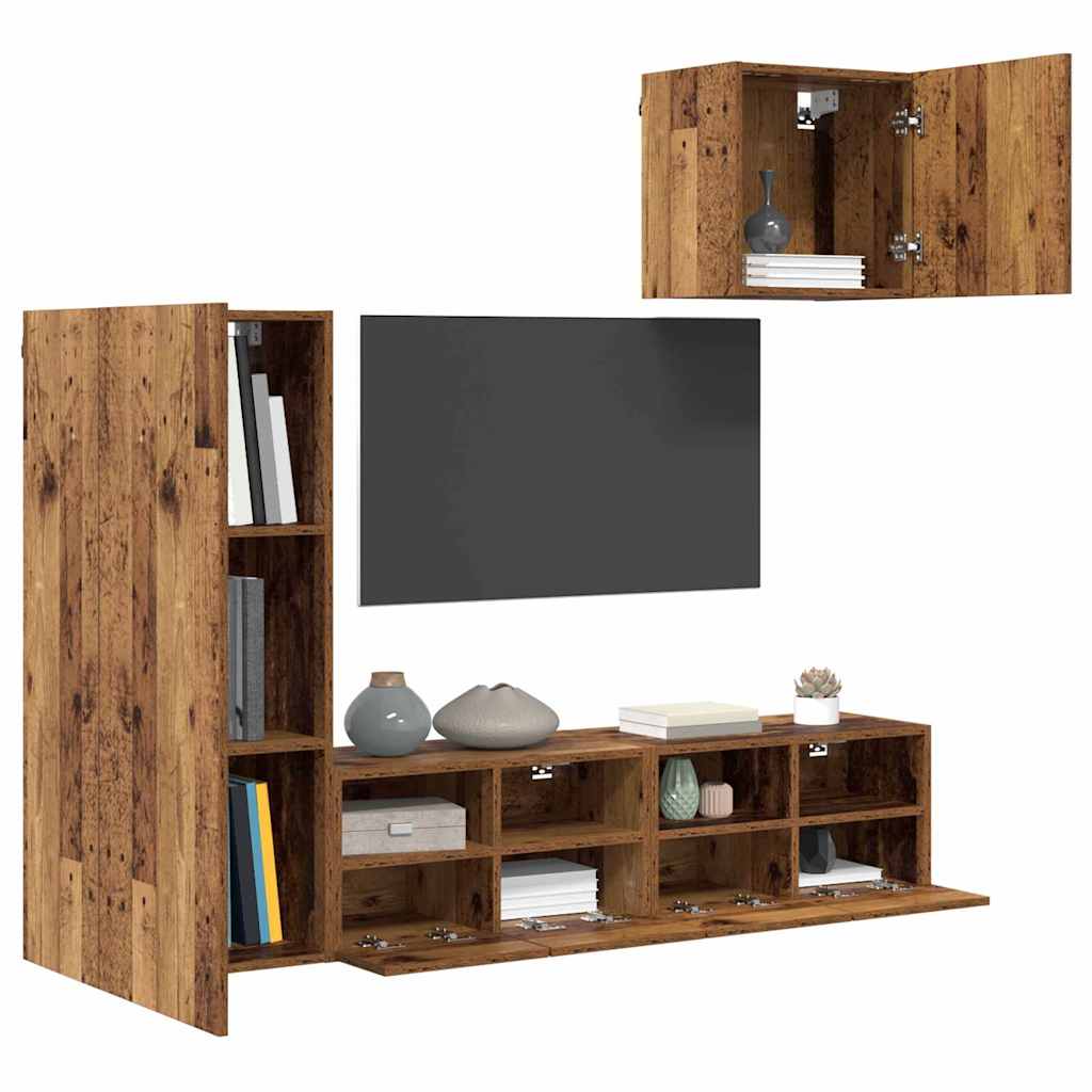 TV zidne jedinice 4 pcs Staro drvo Konstruirano drvo