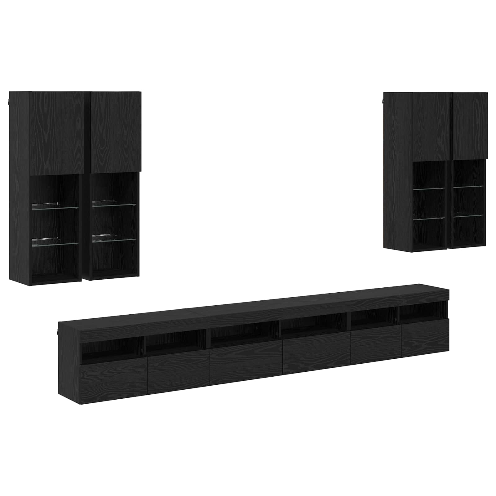 Set zidnog ormarića za TV 7 pcs Crni hrast Konstruirano drvo