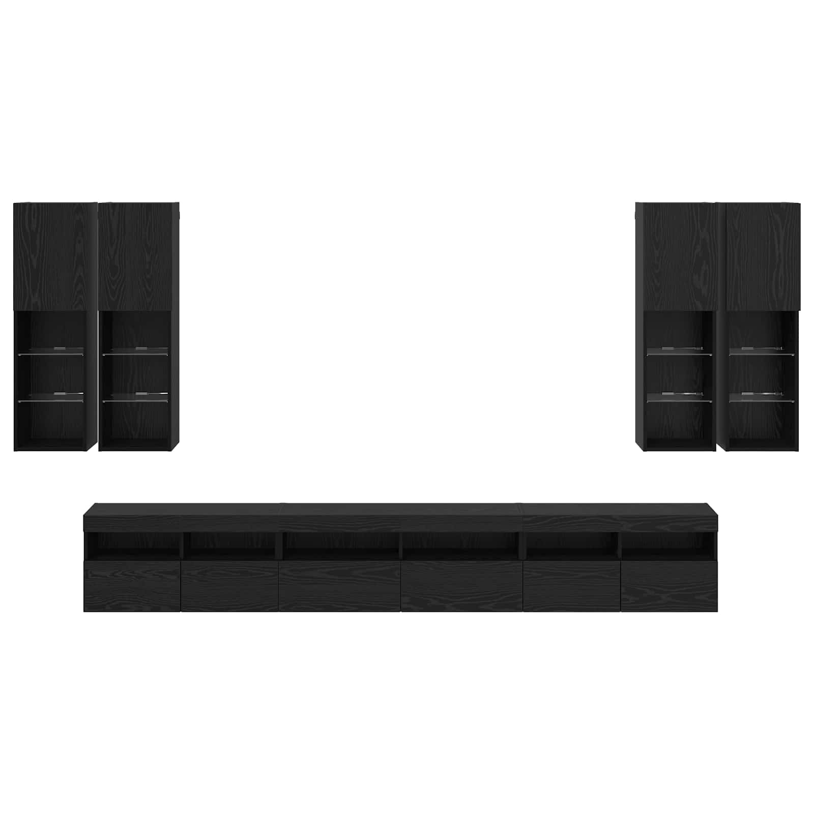 Set zidnog ormarića za TV 7 pcs Crni hrast Konstruirano drvo