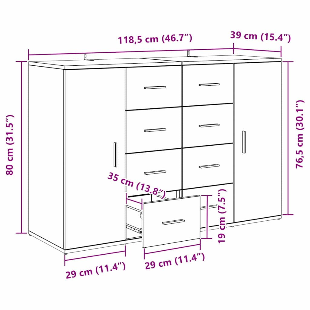 Komode s ladicama Corona 2 pcs Staro drvo 59 x 39 x 80 cm