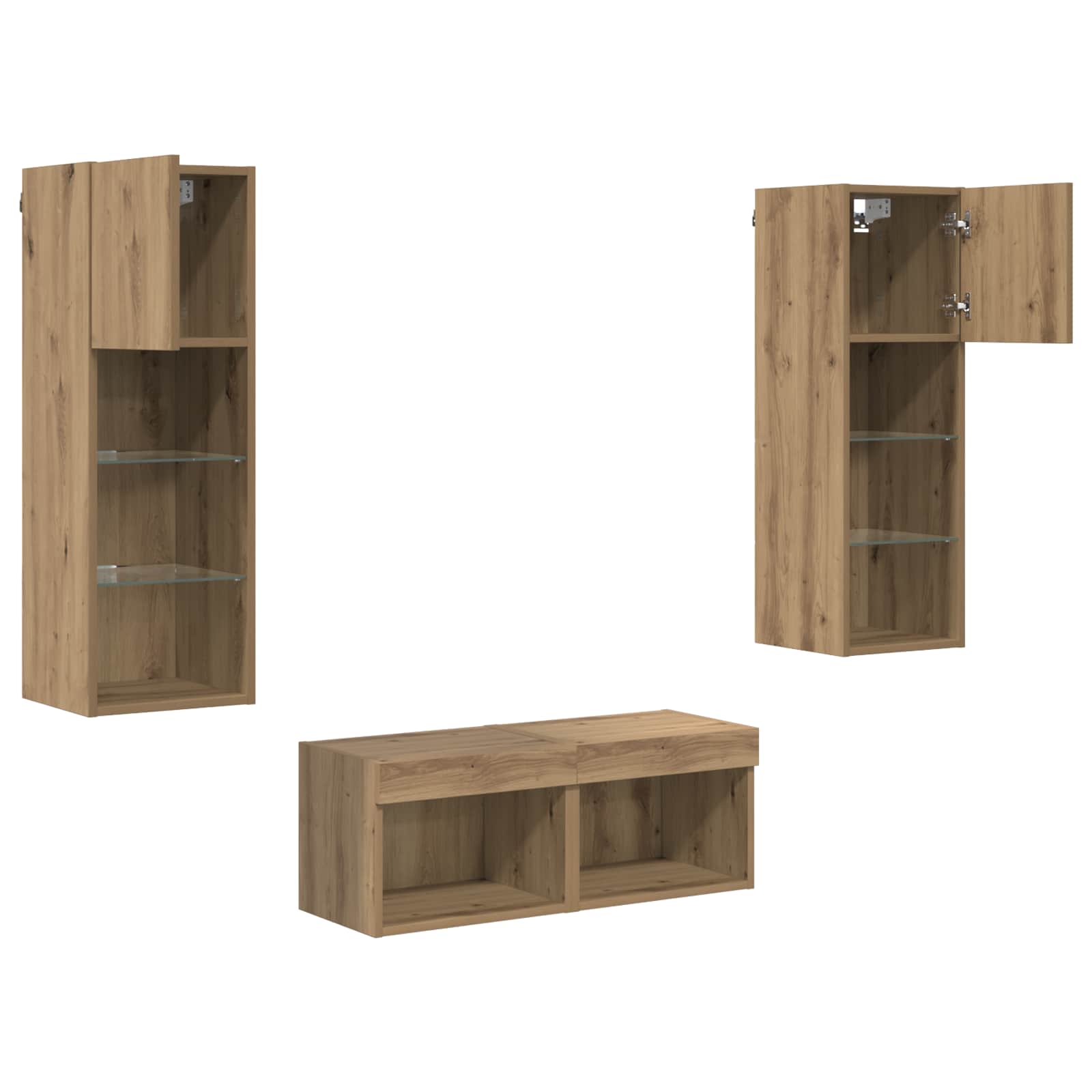 TV zidni ormari Zidne 4 pcs Crni hrast Konstruirano drvo