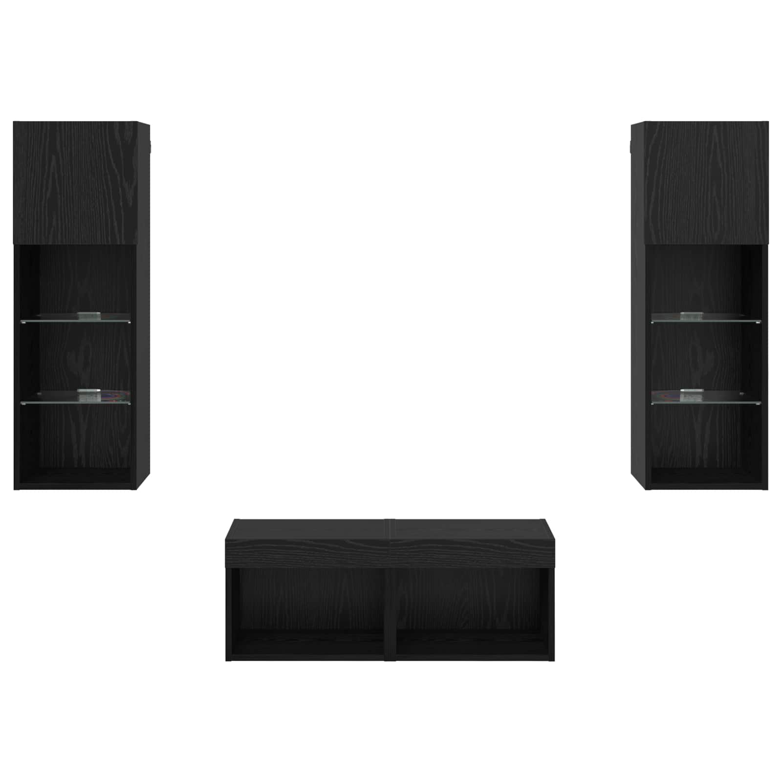 TV zidni ormari Zidne 4 pcs Crni hrast Konstruirano drvo