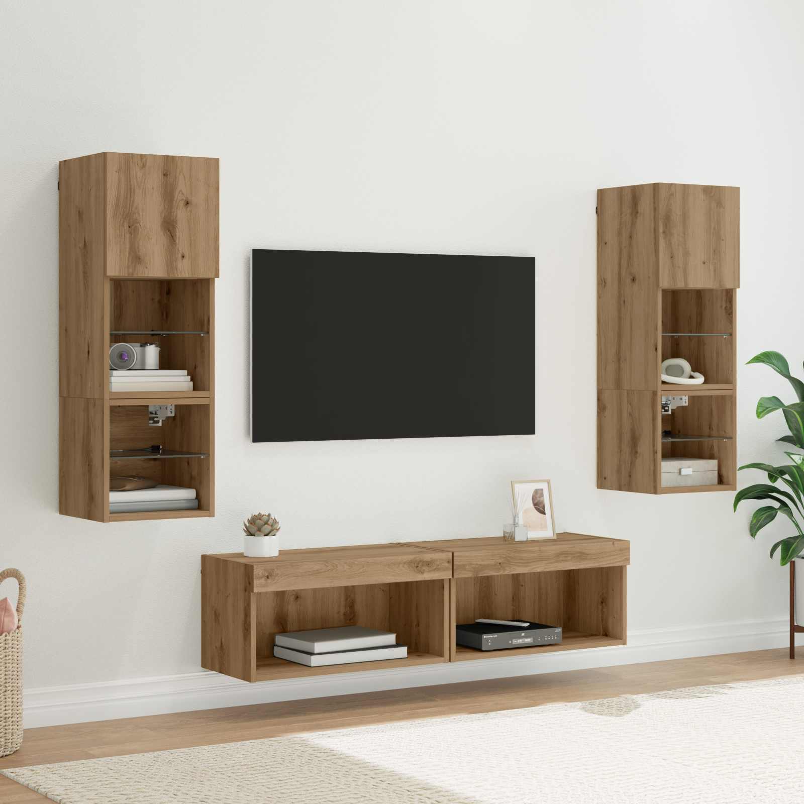 TV zidna jedinica 6 pcs Umjetnički hrast Konstruirano drvo