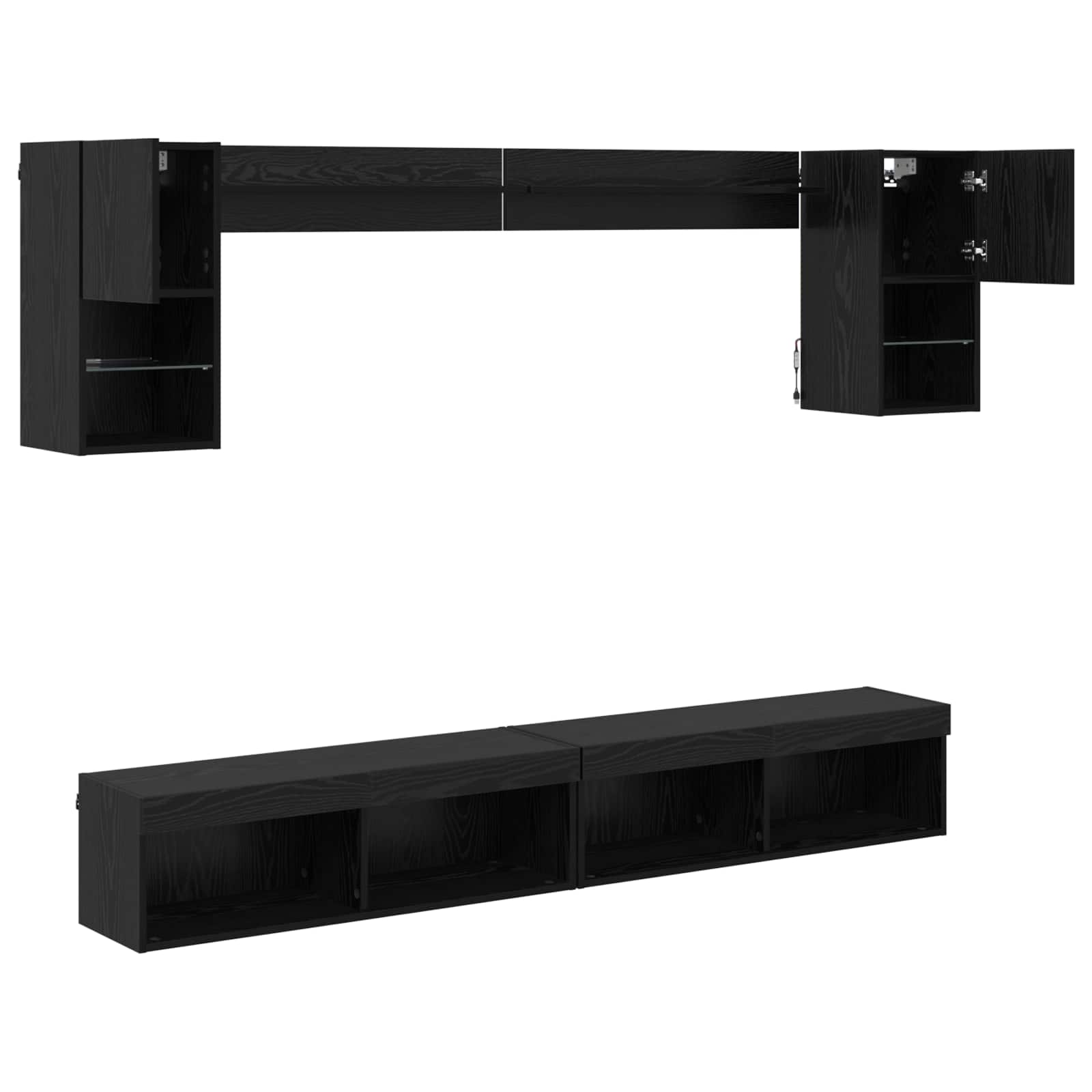 TV zidne jedinice s LED-om 6 pcs Crni hrast Konstruirano drvo
