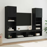 TV zidne jedinice s LED-om 5 pcs 40,5 x 30 x 102 cm Crni hrast