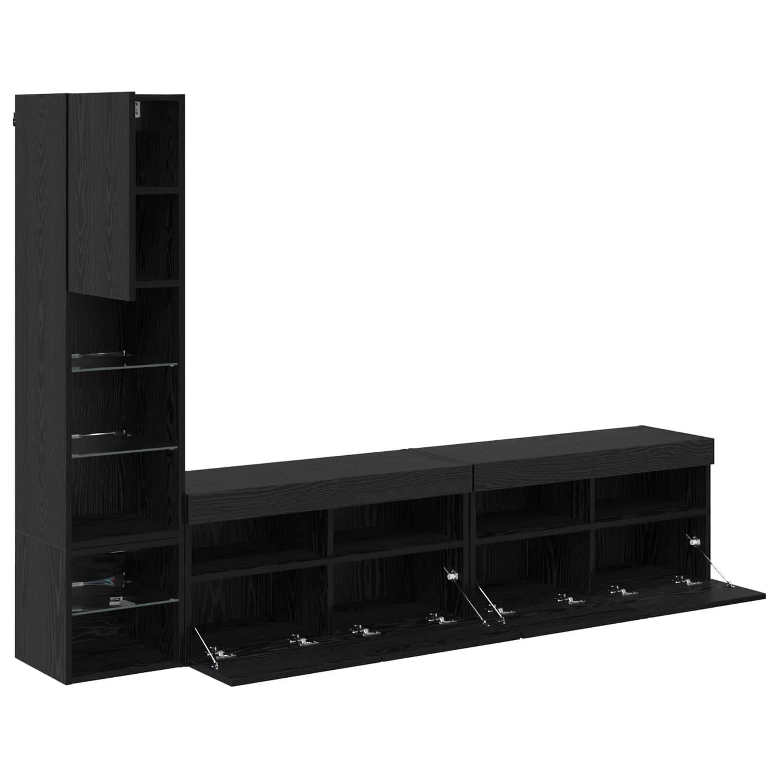 TV zidna jedinica Zidne 4 pcs Crni hrast Konstruirano drvo