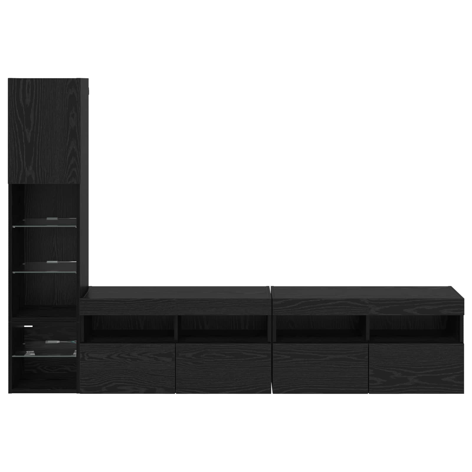 TV zidna jedinica Zidne 4 pcs Crni hrast Konstruirano drvo