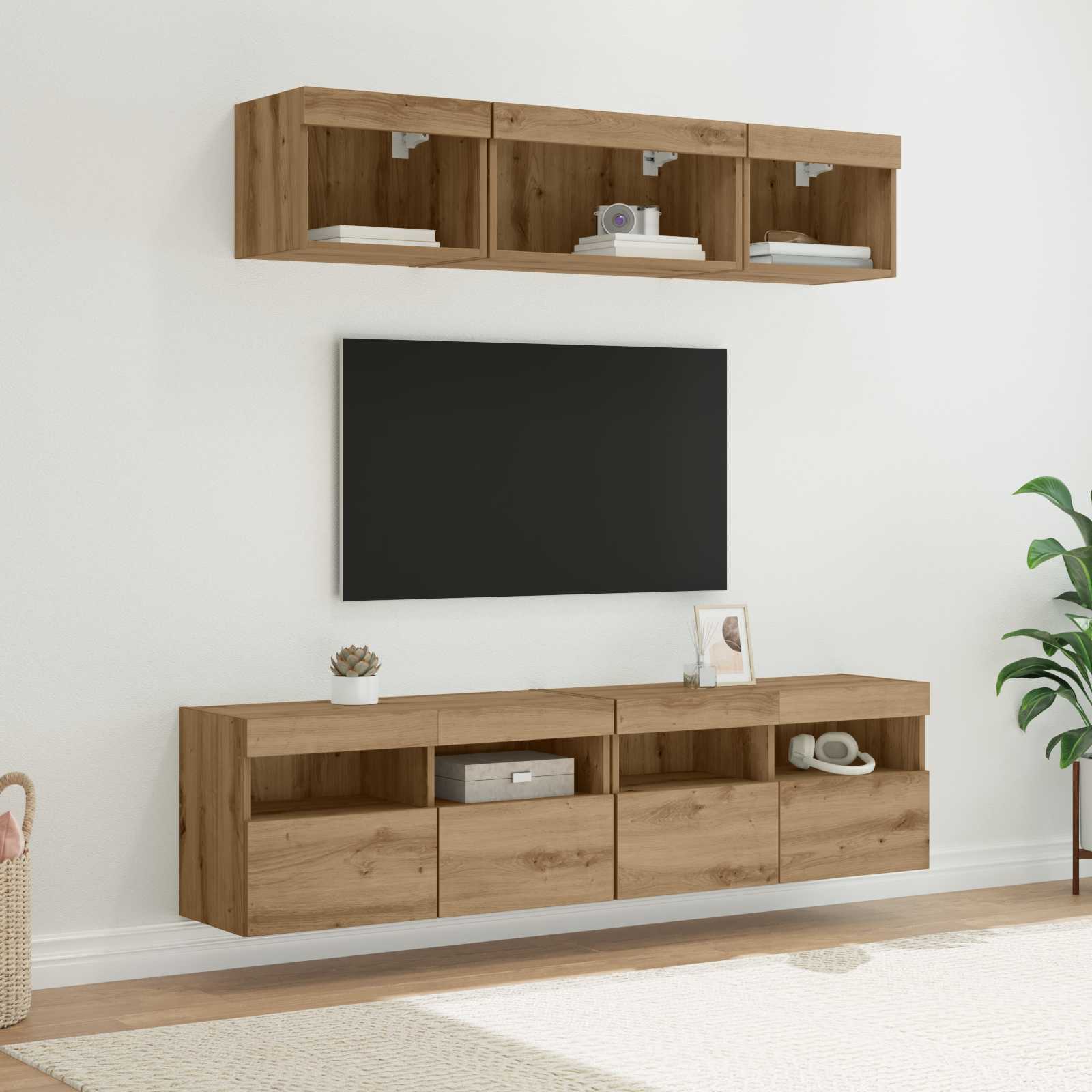 TV zidne jedinice s LED-om Zidne 5 pcs Umjetnički hrast