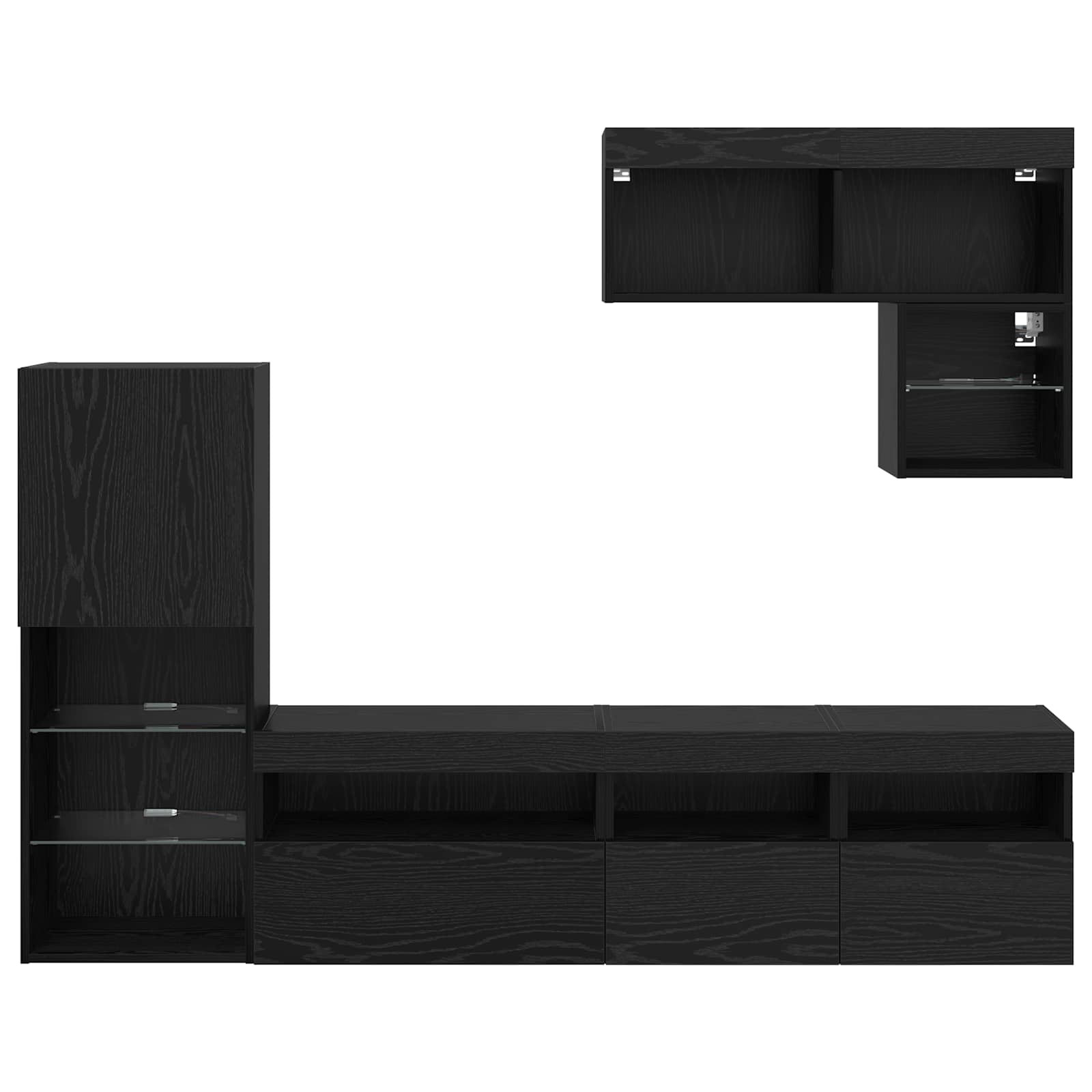 TV zidne jedinice Zidne 6 pcs Crni hrast Konstruirano drvo