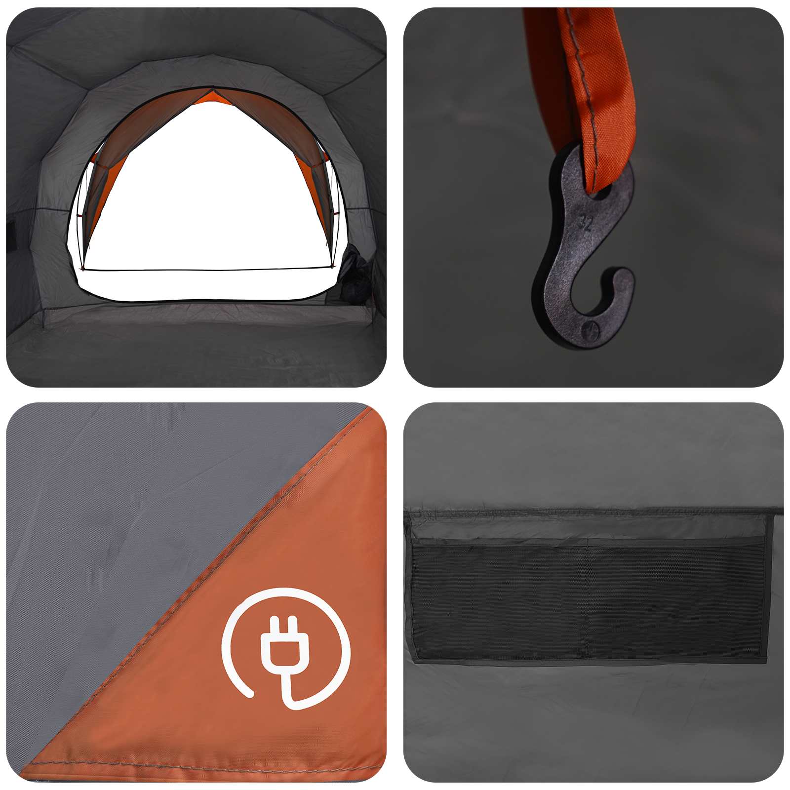 Tunelski šator Siva i narančasta 562 x 265 x 216 cm