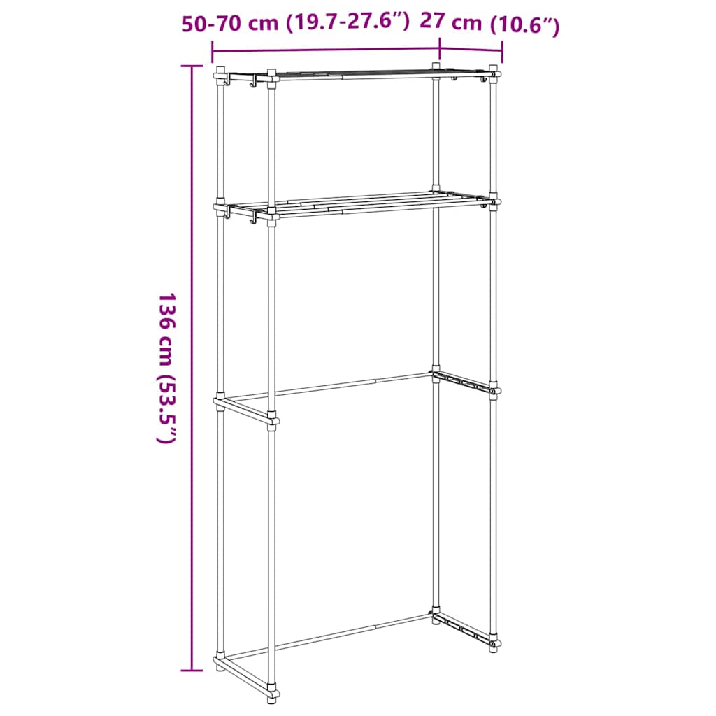 Polica za perilicu rublja Bijelo 70 x 27 x 136 cm Aluminij