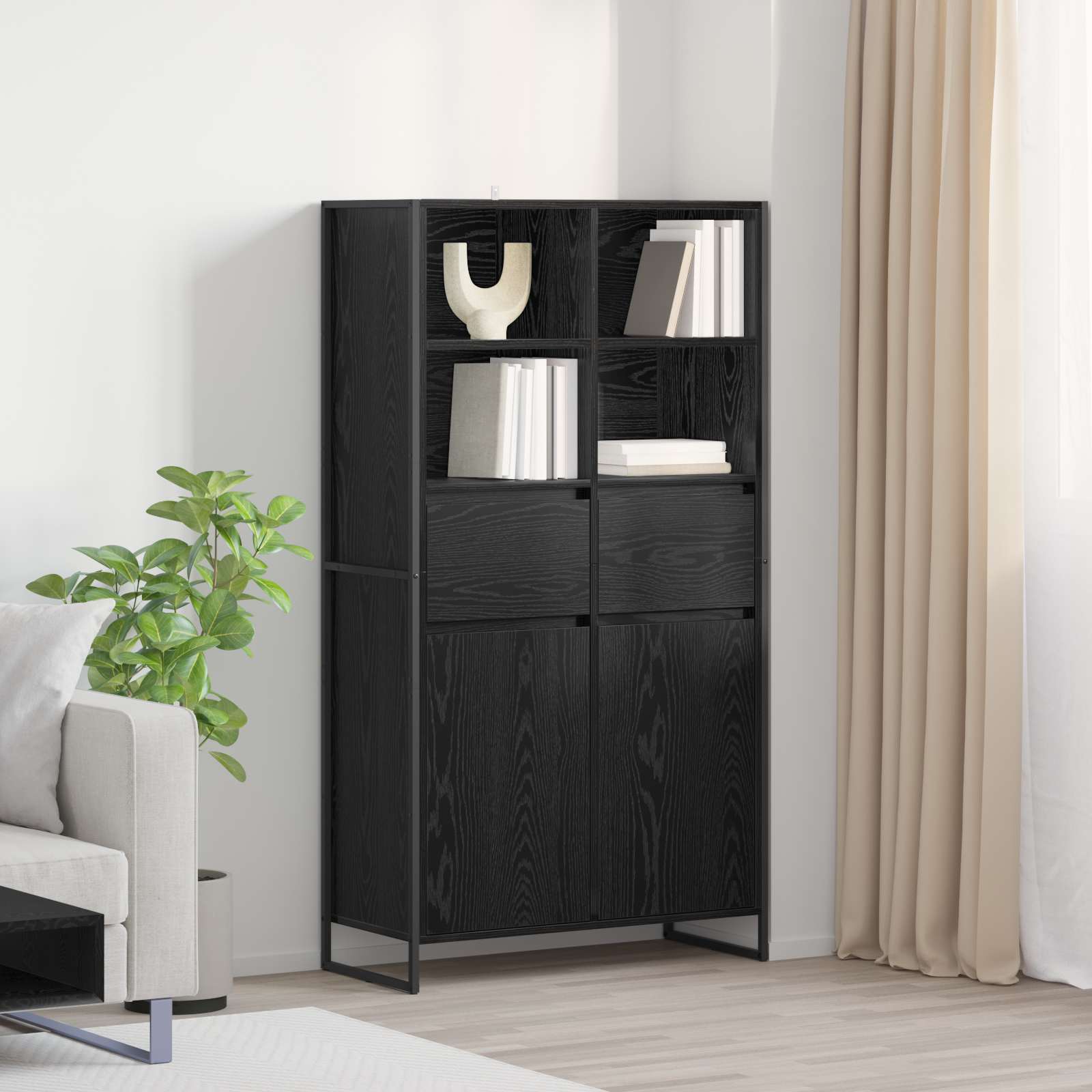 Kreveta 2 pcs Crni hrast 81 x 36 x 150.5 cm Konstruirano drvo