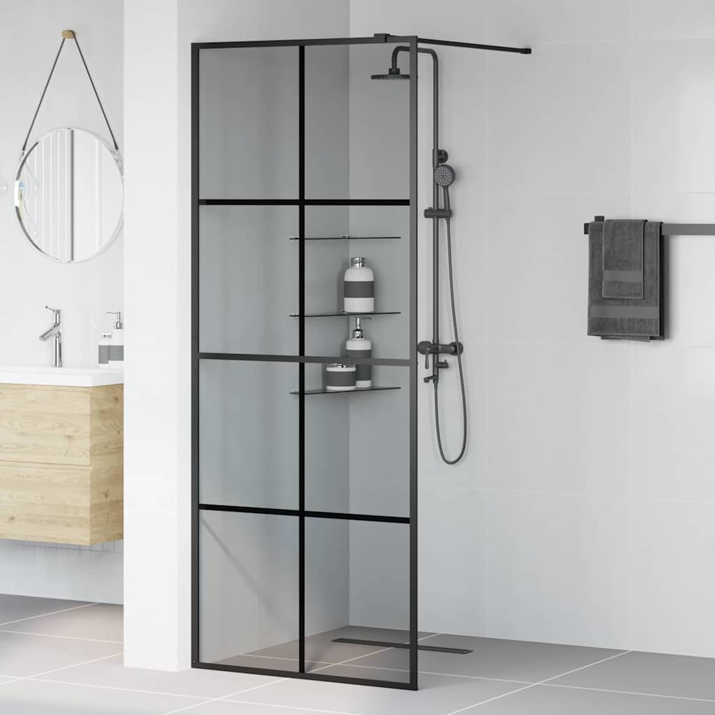 Zid za walk-in tuš Crna 80 x 195 cm Staklo otporno na udarce