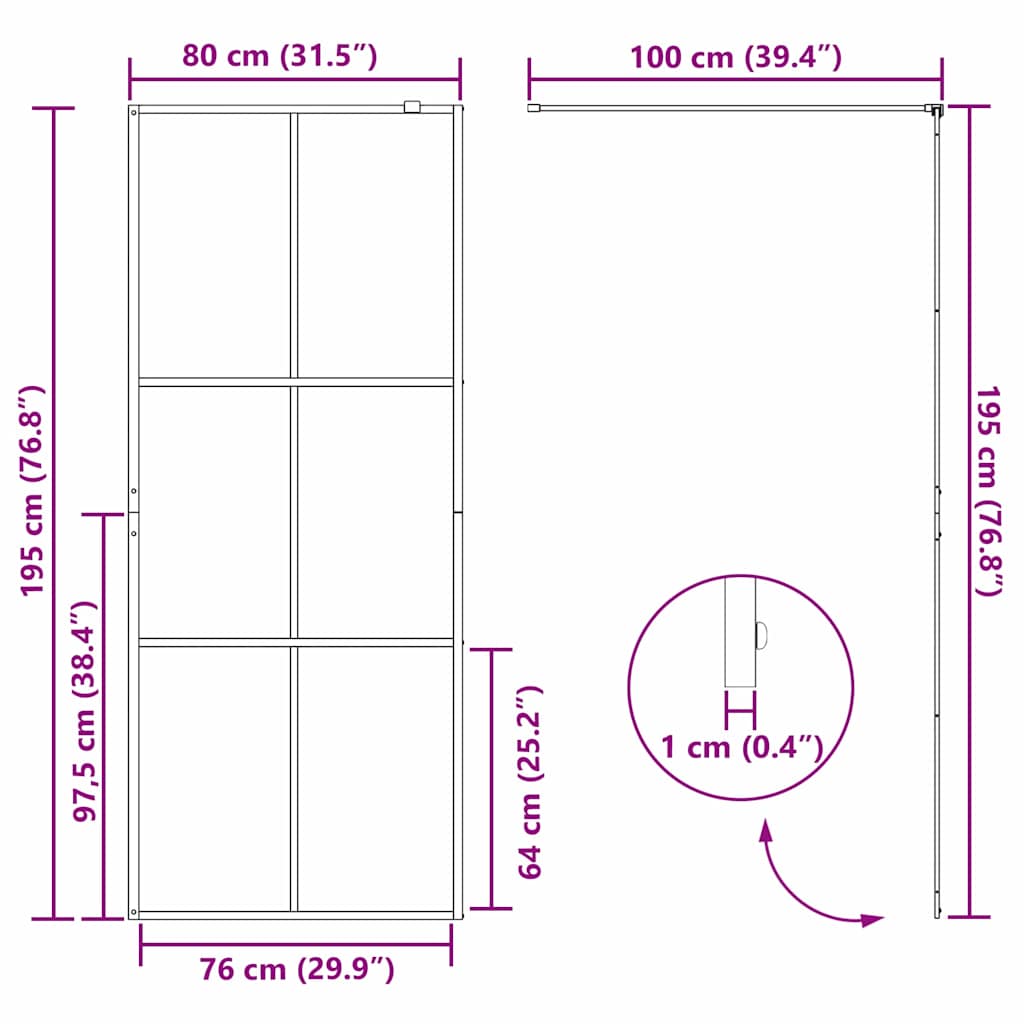 Zid za walk-in tuš Zlatno 80 x 195 cm Staklo otporno na udarce