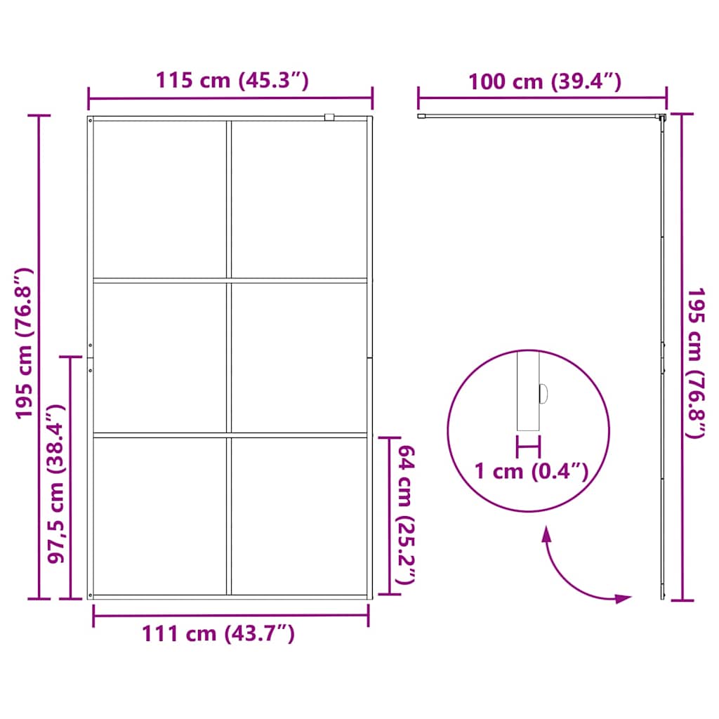 Zid za walk-in tuš Zlatno 115 x 195 cm Staklo otporno na udarce